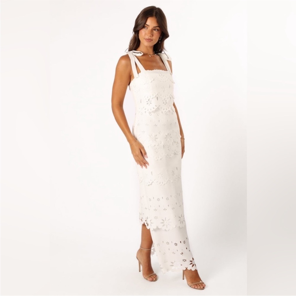 Petal & Pup Pippa Tiered Column Dress White Size Large